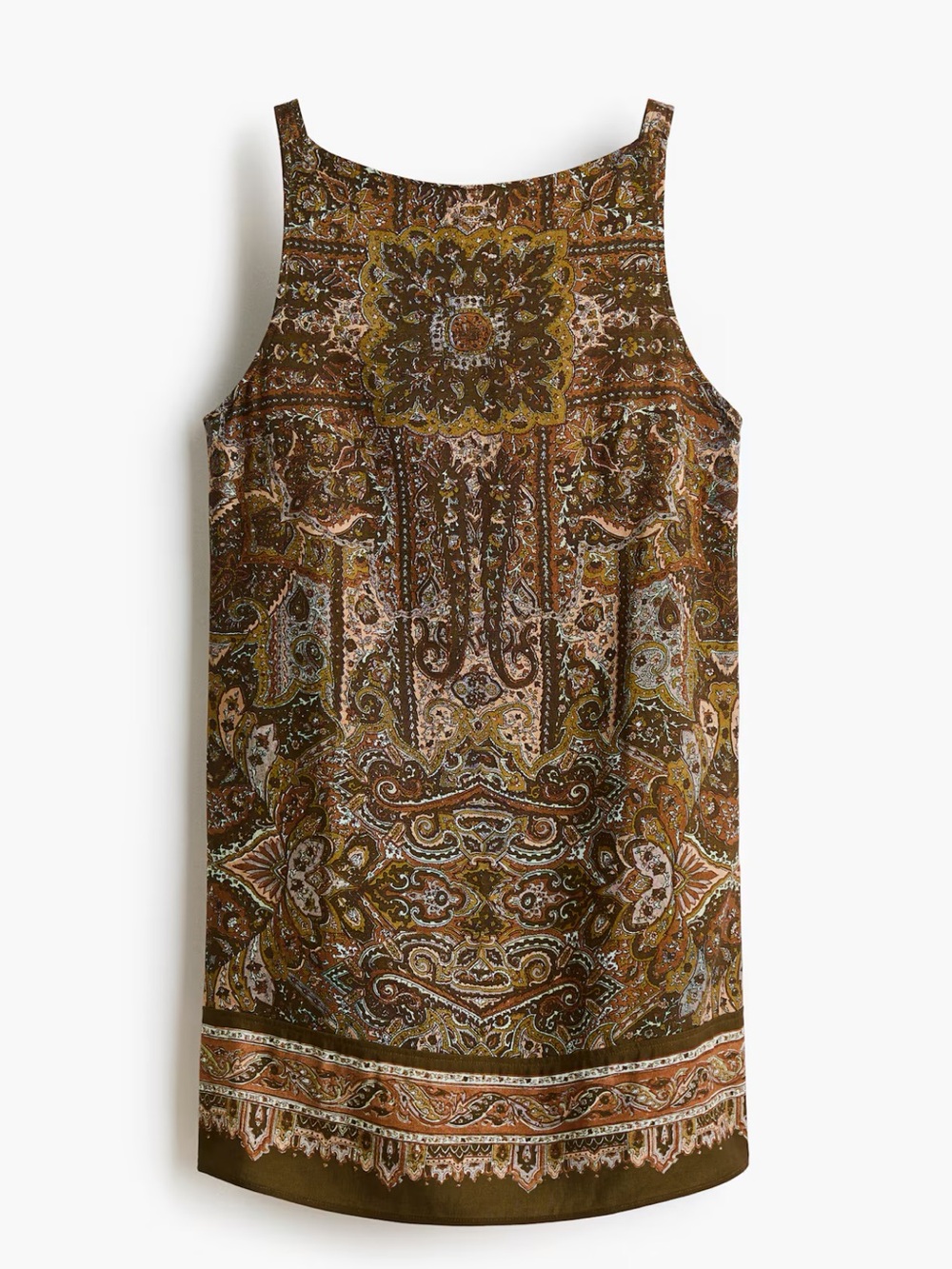 H&M Brown Paisley Print Sleeveless Shift Dress